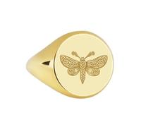 LKBEADS Anillo de plata de ley 925 con forma de polilla | Anillo chapado en oro | Anillo de sello redondo de 14 x 14 mm | Tallas de banda: EE. UU. 5-12,5 | Avelaibal | LKDR_0069