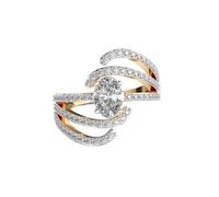 LKBEADS Anillo de plata de ley 925 "Connected Together Forever Eternity | chapado en oro | con moissanita, lujoso anillo de múltiples formas hecho a mano para mujer | LKJR_0184