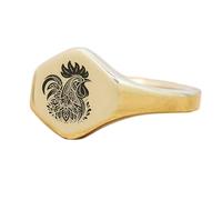 LKBEADS Anillo de pollo hexagonal | Plata de ley 925 chapada en oro | Joyería de regalo, anillo de sello vintage, joyería hipoalergénica hecha a mano. |LK_PDR_00996_7