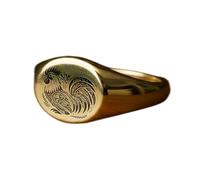 LKBEADS Anillo de pollo redondo | Plata de ley 925 chapada en oro | Joyería de regalo, anillo de sello de estilo vintage, joyería hipoalergénica hecha a mano |LK_PDR_01048_11