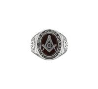 LKBEADS Anillo de sello de la herencia masónica, acero inoxidable 316L, chapado en plata, tamaño ajustable, joyería para toda ocasión | LK_SLF_CHR_0238_RJ