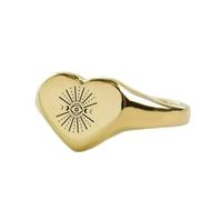 LKBEADS Anillo de tercer ojo en forma de corazón | Plata de ley 925 chapada en oro | Joyería de regalo, anillo de sello de estilo vintage, joyería hipoalergénica hecha a mano |LK_PDR_01899_6.5