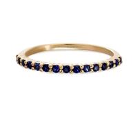 LKBEADS Anillo Half Eternity de plata de ley 925 con piedra de zafiro azul natural color azul | chapado en oro, banda de anillo con pavé de diamantes | LK_DHR_0881