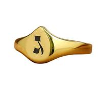 LKBEADS Anillo hebreo Yod Jo en forma de pera | Plata de ley 925 chapada en oro | Joyería de regalo, anillo de sello de estilo vintage, joyería hipoalergénica hecha a mano |LK_PDR_00860_8.5