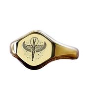 LKBEADS Anillo hexagonal con el símbolo de la diosa Isis | Plata de ley 925 chapada en oro | Joyería de regalo, anillo de sello vintage, joyería hipoalergénica hecha a mano. |LK_PDR_01693_6.5