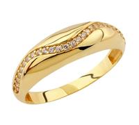 LKBEADS Anillo llamativo de plata de ley 925 con circonita cúbica natural de color transparente | chapado en oro, banda de anillo con pavé de diamantes | LK_DHR_0200