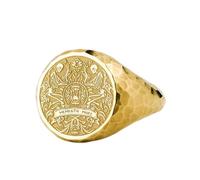 LKBEADS Anillo Memento Mori de plata de ley 925 | Anillo chapado en oro | Anillo de sello redondo de 14 x 14 mm | Tallas de banda: EE. UU. 5-12,5 | Avelaibal | LKDR_0006