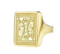 LKBEADS Anillo Rey de Corazón en Plata de Ley 925 | Chapado en Oro | Anillo de Sello Rectangular de 16 x 12 mm | Tallas de Banda: 5-12,5 EE. UU. Avelaibal | LKDR_0270