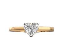 LKBEADS Anillo solitario de corazón con un brillo sutil en plata de ley 925 | chapado en oro | con moissanita, anillo de lujo hecho a mano en forma de corazón para mujer | LKJR_0551