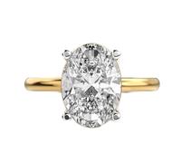 LKBEADS Anillo solitario Grace is Beauty en plata de ley 925 | chapado en oro | con moissanita, forma ovalada, lujosos anillos de joyería hechos a mano para mujer | LKJR_0633
