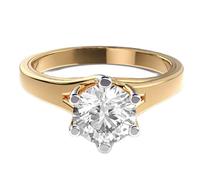 LKBEADS Anillo solitario Together Forever en plata de ley 925 | chapado en oro | con moissanita, anillo redondo de lujo hecho a mano para mujer | LKJR_0774