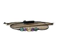 LKBEADS citrine, amethyst & apatite round smooth 6mm multi color beads adjustable thread cord bracelet for men, women, meditation, yoga, healing, prosperity.