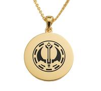 LKBEADS Colgante con grabado del símbolo de la Orden Jedi, hecho en plata de ley 925 con baño de oro y cadena de 45 cm (18"). Joyería artesanal para hombres y mujeres | LKD_EGP_00767