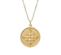 LKBEADS Colgante con símbolo de brújula chapado en oro y |LK_NLC_01498 | gold plated round spiritual zen tree of life charm with 18 inch cable chain 22mm engraved mindfulness
