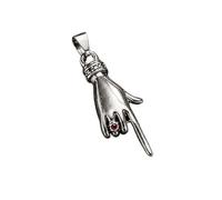 LKBEADS Colgante de acero inoxidable con forma de mano gótica de 38 x 15 mm, chapado en plata, sin cadena, hecho a mano para hombres y mujeres, símbolo de poder, joyería con significado