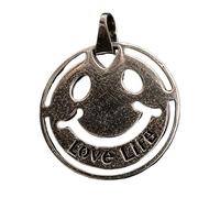 LKBEADS Colgante de acero inoxidable Love Life Smile de 30x30 mm, chapado en plata, sin cadena, hecho a mano para hombres y mujeres, símbolo de poder, joyería con significado