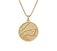 LKBEADS Colgante de baloncesto número 7 de plata de ley 925 |LK_NLC_01582 | round medallion 24mm with 18 inch cable chain symbol of strength freedom courage durable tarnish
