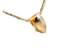 LKBEADS Colgante de citrino natural amarillo facetado de 21 x 15 mm, elegante, en plata de ley 925, con cadena tipo cable de 45 cm. Regalo para el chakra del plexo solar, éxito y riqueza | gmpd_0015