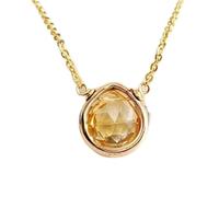 LKBEADS Colgante de citrino natural de 15 x 13 mm con forma de pera naranja facetada. Collar de plata de ley 925 con forma de pera y cadena tipo cable de 45 cm. Regalo para la riqueza, el éxito y la