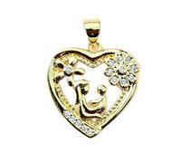 LKBEADS Colgante de corazón con circonita cúbica en acero inoxidable | chapado en oro, 20 x 19 mm | dije de tala | LK_CHP_0032_W