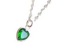 LKBEADS Colgante de corazón de esmeralda natural de 5 mm con facetas verdes, plata de ley 925, cadena de cable de 45 cm, ideal para la sabiduría, el amor, la armonía y la curación de los chakras del