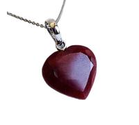 LKBEADS Colgante de corazón de rubí natural facetado rojo de 15 x 15 mm, en plata de ley 925, con cadena de 45 cm. Amor, pasión, energía, fuerza y vitalidad. Regalo para mujer | gmpd_0356