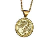 LKBEADS Colgante de dragón tigre Yin Yang de plata de ley 925 |LK_NLC_00349 | Medallón redondo grabado inspirador de 24 mm con cadena de cable de una pulgada regalo de joyería botánica significativa