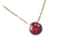 LKBEADS Colgante de granate natural rojo liso de 11 mm, redondo, en plata de ley 925, con cadena de cable de 45 cm. Protección energética, pasión y chakra raíz. Regalo para mujer. gmpd_0495