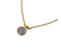 LKBEADS Colgante de labradorita natural de 8 mm, redondo, liso y gris, en plata de ley 925, con cadena de cable de 45 cm. Transformación, protección, intuición, energía psíquica, regalo | gmpd_0130