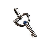 LKBEADS Colgante de llave en forma de corazón de acero inoxidable de 40 x 22 mm, chapado en plata, sin cadena, hecho a mano para hombres y mujeres, símbolo de poder, joyería con significado