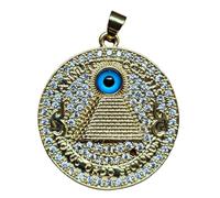 LKBEADS Colgante de ojo que todo lo ve | con circonita cúbica, fabricado en acero inoxidable | chapado en oro, 35 mm | dije de joyería de protección | LK_CHP_0109_W