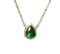 LKBEADS Colgante de pera facetada de esmeralda natural de 11 x 8 mm, color verde, en plata de ley 925, con cadena de cable de 45 cm. Regalo para la sabiduría, el amor, la armonía y la sanación de los