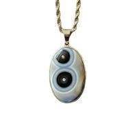 LKBEADS Colgante de plata de ley 925 con forma ovalada y ojos de Shiva, gema natural, con cadena de eslabones. Medallón de joyería artesanal del tercer ojo del Señor Shiva |LK_SGMP_0081