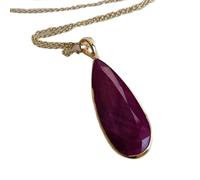 LKBEADS Colgante de rubí natural facetado en forma de pera, 31 x 12 mm, color rojo, en plata de ley 925, con cadena de cable de 45 cm. Amor, pasión, energía, fuerza y vitalidad. Regalo para mujer.