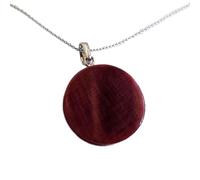LKBEADS Colgante de rubí natural rojo liso de 20 x 20 mm, redondo, en plata de ley 925, con cadena de cable de 45 cm. Amor, pasión, energía, fuerza, vitalidad, regalo para mujer. gmpd_0357
