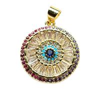 LKBEADS Colgante de rueda de los 7 chakras | con múltiples piedras de acero inoxidable | chapado en oro, 18 x 18 mm | joyería astrológica, amuleto energético | LK_CHP_0127_W