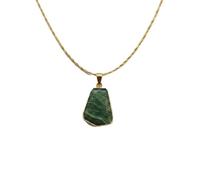 LKBEADS Colgante de turmalina natural de color verde, forma elegante, corte facetado, 19x16 mm, collar con dije de piedra con cadena de cable de 45 cm (18")