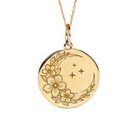 LKBEADS Colgante floral de luna creciente de plata de ley 925 |LK_NLC_02117 | plated peace dove round coin pendant with 18 inch cable chain engraved nature symbol jewelry gift for men