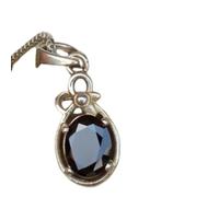 LKBEADS Colgante ovalado de ónix negro natural de 10 x 8 mm, facetado, en plata de ley 925, con cadena de cable de 45 cm. Joya espiritual con energía curativa, regalo para mujer | gmpd_0457