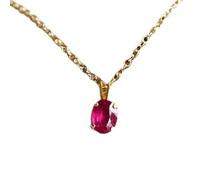 LKBEADS Colgante ovalado de rubí natural de 8 x 6 mm, facetado en rosa, en plata de ley 925, con cadena de cable de 45 cm. Amor, pasión, energía, fuerza, vitalidad, regalo para mujer. gmpd_0065