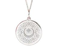 LKBEADS Colgante redondo floral con estrella celestial de |LK_NLC_02379 | gold plated round spiral symbol charm with 18 inch cable chain 22-26mm meaningful medallion jewelry gift