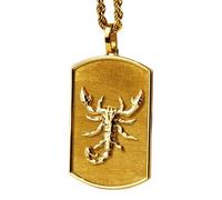 LKBEADS Collar con colgante 3D del signo zodiacal Escorpio en plata de ley 925, forma rectangular, con cadena de cable de 45 cm (18 pulgadas), chapado en oro. Joyería con significado |LKD_3DM_00087