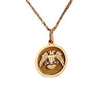 LKBEADS Collar con colgante de águila de chapado en oro |LK_NLC_01230 | gold plated 28mm eye of providence medallion charm with 18 inch cable chain symbolic spiritual jewelry