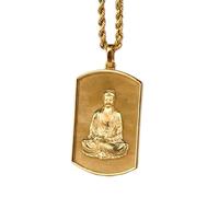 LKBEADS Collar con colgante de Buda de plata de ley 925 chapado en oro |LK_NLC_00482
