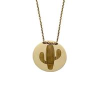 LKBEADS Collar con colgante de cactus de chapado en oro |LK_NLC_00921 | plated rectangle openwork sun ray charm necklace with 18 inch cable chain minimalist celestial geometric