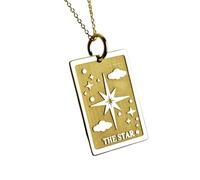 LKBEADS Collar con colgante de carta de tarot en relieve, hecho de plata de ley 925 con baño de oro, cadena de eslabones de 45 cm (18"), dije rectangular para joyería unisex | LK_EMBO_00424