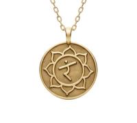 LKBEADS Collar con colgante de chakra sacro de color oro |LK_NLC_01807 | gold plated round christian faith cross pendant with 18 inch cable chain 24mm religious jewelry gift