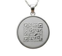 LKBEADS Collar con colgante de código digital en relieve, fabricado en plata de ley 925 con baño de plata, cadena de eslabones de 45 cm (18"), dije redondo para joyería unisex | LK_EMBO_00961