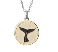 LKBEADS Collar con colgante de cola de ballena de con 18 |LK_NLC_02439 | necklace mountain sun moon scenery engraved round medallion jewelry for men women 18 inch cable chain