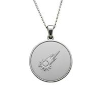 LKBEADS Collar con colgante de estrella fugaz en relieve, hecho de plata de ley 925 con baño de plata, cadena de cable de 45 cm (18"), dije redondo para joyería unisex hecha a mano | LK_EMBO_00944